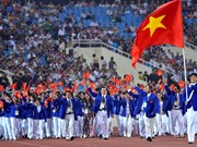 La délégation des athlètes vietnamiens en première place aux SEA Games 22