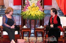 La présidente du groupe interparlementaire d’amitié France-Vietnam reçue par Nguyen Thi Doan