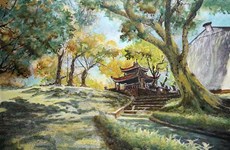 Exposition de peintures sur papier sur Hanoï