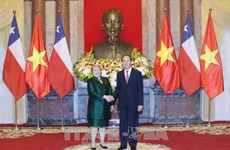 Le président Tran Dai Quang reçoit la présidente du Chili Michelle Bachelet   