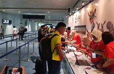 ASIAD 2018 : l'équipe du Vietnam olympique de football est arrivée en Indonésie