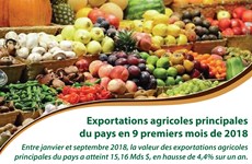 [Infographie] Exportations agricoles principales du pays en 9 premiers mois de 2018