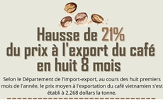 Hausse de 21% du prix à l'export du café en huit 8 mois 