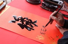 La calligraphie porte-bonheur du début d'année lunaire, un trait culturel des Vietnamiens