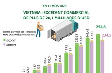 Vietnam : excédent commercial de plus de 20,1  milliards d’USD en onze mois 2020
