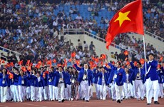 La délégation des athlètes vietnamiens en première place aux SEA Games 22