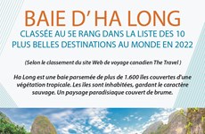 La baie d'Ha Long parmi les plus belles destinations du monde en 2022