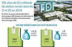 IDE: plus de 8,3 milliards de dollars versés dans les ZI et ZE en 2018