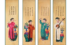 Des peintures folkloriques exposées au Musée des beaux-arts à Hanoï