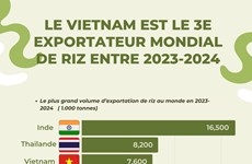 Le VIetnam est le 3e exportateur mondial de riz entre 2023-2024