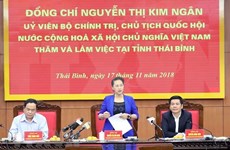 La présidente de l’AN exhorte Thai Binh à déveloper l’économie maritime