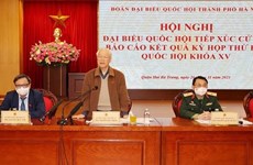 Le secrétaire général Nguyên Phu Trong rencontre l’électorat de Hanoi