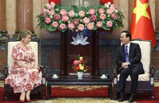 Le président Vo Van Thuong reçoit la reine Mathilde de Belgique