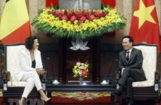 Le président Vo Van Thuong reçoit la présidente du Sénat belge Stephanie D'Hose