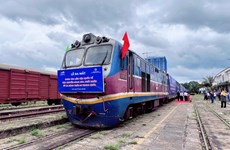 Un train multimodal international à Binh Duong s’ébranle vers la Chine