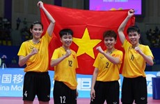 ASIAD 19 : l'équipe féminine de sepak takrawde quatre remporte la 2e médaille d'or pour le Vietnam