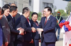 Le président de l'Assemblée nationale Vuong Dinh Huê est arrivé à Vientiane