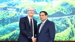 Le Premier ministre Pham Minh Chinh reçoit le directeur général d'Apple Tim Cook