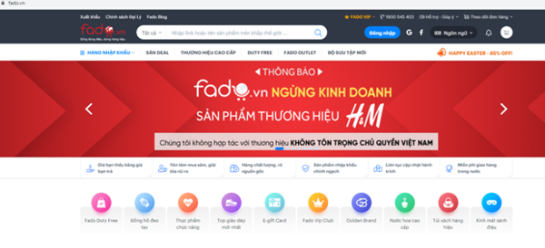 La plate-forme de l’e-commerce Fado.vn cesse de commercialiser des produits de H&M hinh anh 1