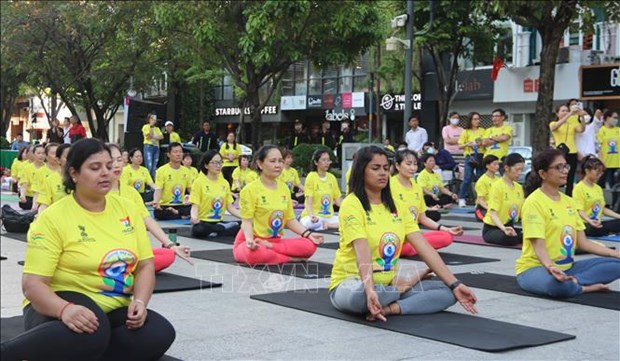 Un millier de personnes a une rencontre collective de yoga a Ho Chi Minh-Ville hinh anh 1