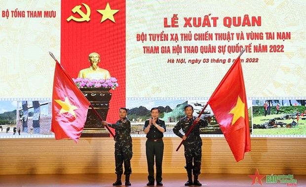 Ceremonie de depart de deux equipes vietnamiennes aux Army Games 2022 hinh anh 1