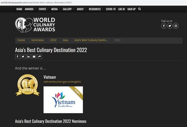 World Culinary Awards: Le Vietnam est la meilleure destination culinaire en Asie 2022 hinh anh 1
