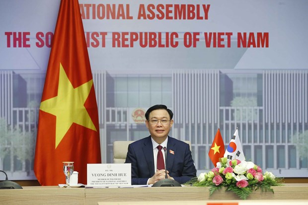 Entretien en ligne entre les presidents de l’organe legislatif vietnamien et sud-coreen hinh anh 2