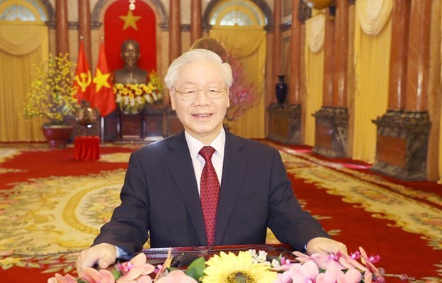 Vœux du Nouvel An 2021 du secretaire general du Parti et president Nguyen Phu Trong hinh anh 1