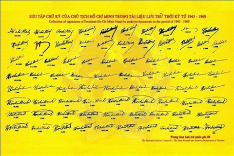 Une collection de 79 signatures du President Ho Chi Minh en images hinh anh 2