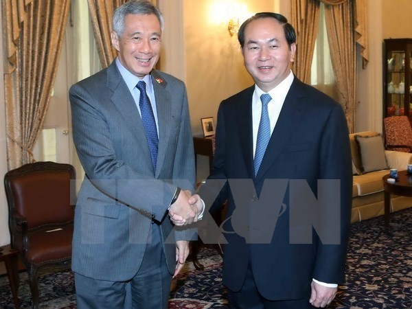 Entrevue entre le president vietnamien et le Premier ministre singapourien hinh anh 1