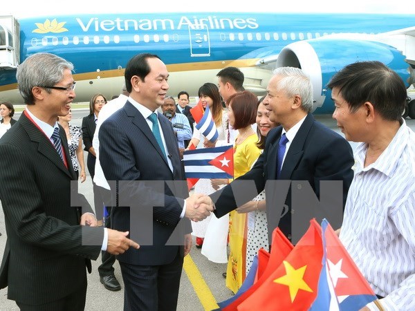 Le president Tran Dai Quang en visite officielle a Cuba hinh anh 1