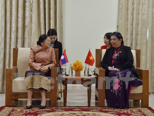 La vice-presidente de l’AN Tong Thi Phong rencontre la presidente de l’AN du Laos hinh anh 1