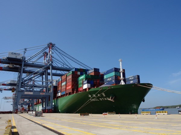 Le port Cai Mep Thi Vai recoit un porte-conteneurs transportant les marchandises vers les Etats-Unis hinh anh 1