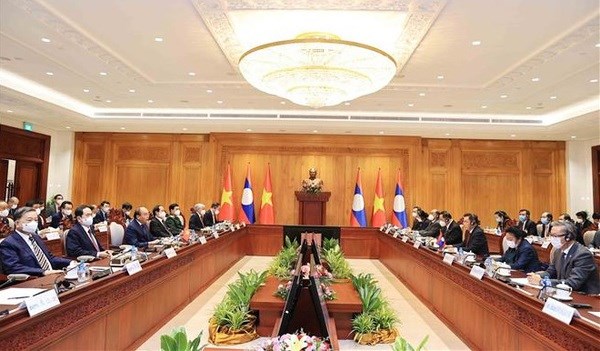 Entrevue entre le president Nguyen Xuan Phuc et le president de l’AN du Laos hinh anh 1