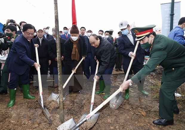 Le president de la Republique lance la Fete de plantation d’arbres a Phu Tho hinh anh 2