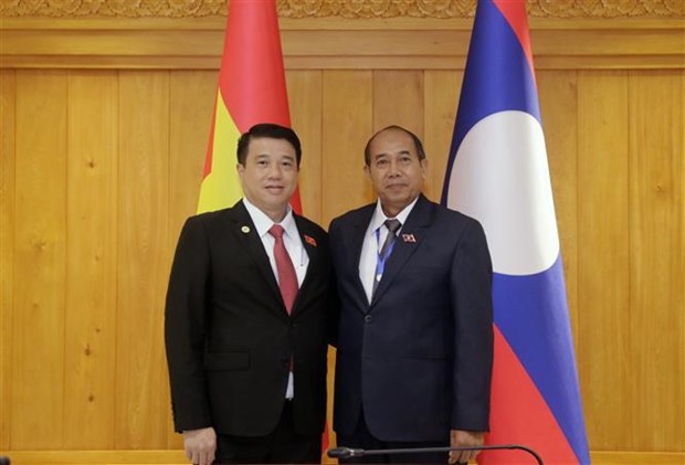 Le president de l’AN rencontre le president du Groupe des deputes d’amitie Laos-Vietnam a Vientiane hinh anh 2