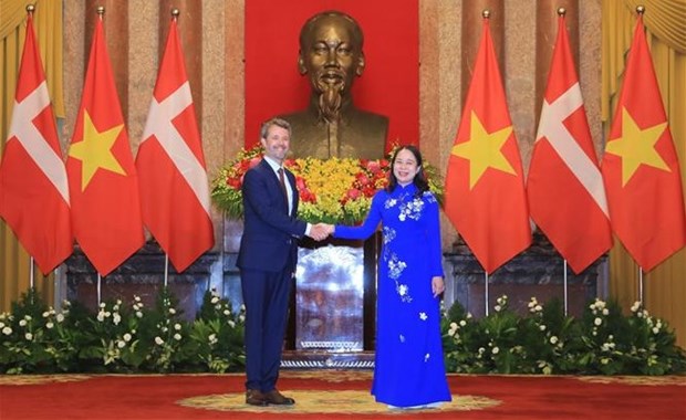 La vice-presidente Vo Thi Anh Xuan rencontre le prince heritier du Danemark Frederik hinh anh 1