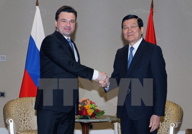 Le president Truong Tan Sang recoit le gouverneur de la region de Moscou hinh anh 1