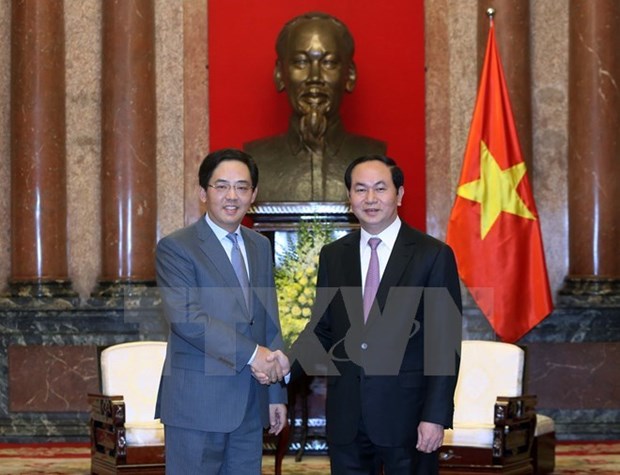 Le president Tran Dai Quang recoit l'ambassadeur de Chine hinh anh 1