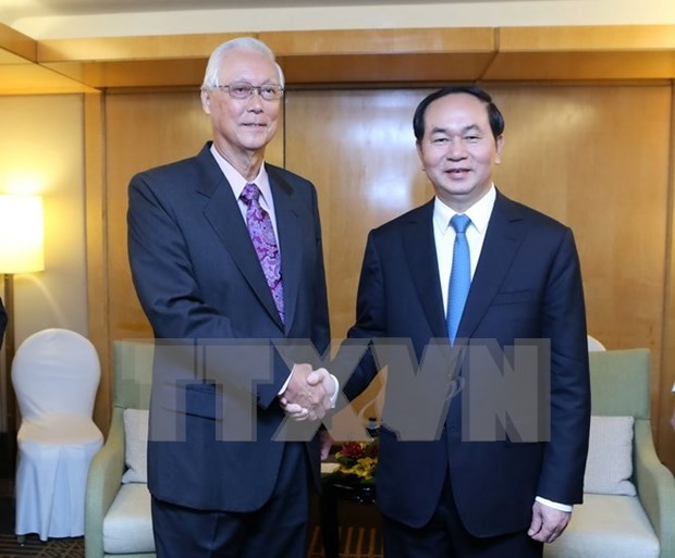 Le president Tran Dai Quang termine sa visite a Singapour hinh anh 2