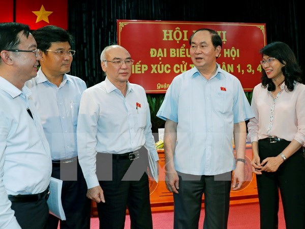 Le president Tran Dai Quang rencontre des electeurs de Ho Chi Minh-Ville hinh anh 1