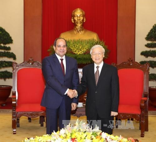 Le secretaire general Nguyen Phu Trong recoit le president egyptien hinh anh 1