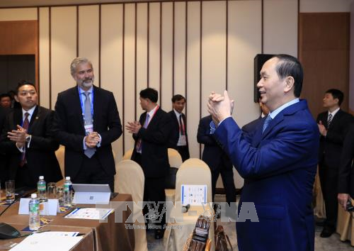 Le president Tran Dai Quang rencontre de grandes entreprises americaines hinh anh 1