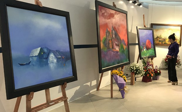 Exposition de peintures marquant le Sommet special R. de Coree – ASEAN 2019 a Hanoi hinh anh 1