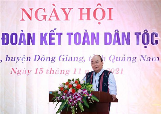 Le president Nguyen Xuan Phuc a la Journee du grand bloc d’union nationale a Quang Nam hinh anh 2