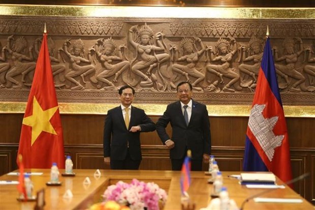 Le ministre vietnamien des AE rend une visite de courtoisie au PM cambodgien hinh anh 2