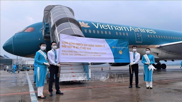 Vietnam Airlines effectue le premier vol direct regulier en provenance des Etats-Unis hinh anh 1