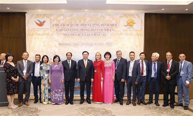Le president de l’AN rencontre des entrepreneurs vietnamiens et des Vietnamiens vivant en Hongrie hinh anh 1