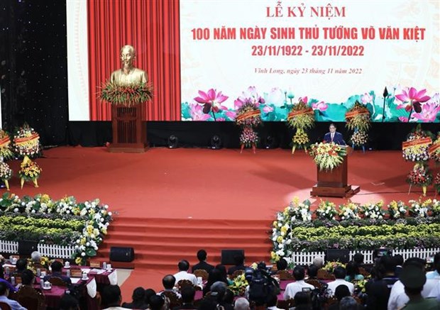 Une grande ceremonie marquant le 100e anniversaire du feu PM Vo Van Kiet a Vinh Long hinh anh 1
