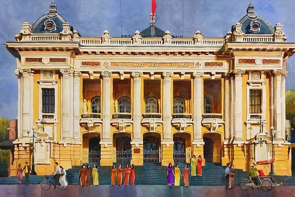 Une exposition sur Hanoi seduit les amateurs d'art hinh anh 1